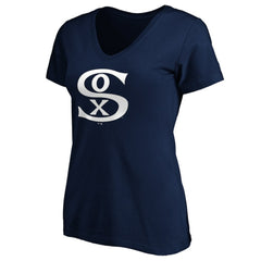MLB Chicago White Sox Women's Cooperstown Collection Huntington Logo V-Neck T-Shirt