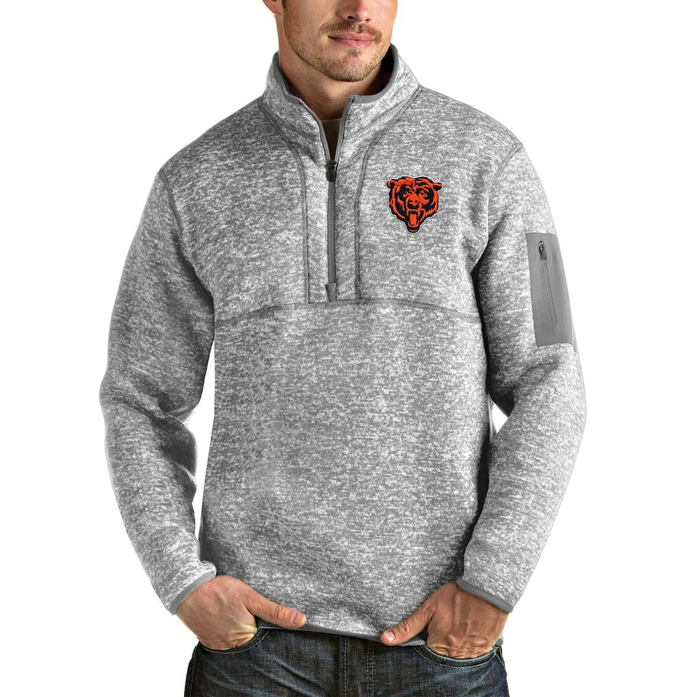 Antigua Bear Head Fortune Quarter-Zip Pullover Jacket - Chicago Bears