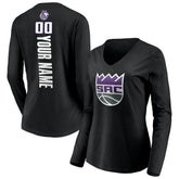 NBA Sacramento Kings Women's Playmaker Personalized Name & Number Long Sleeve V-Neck T-Shirt