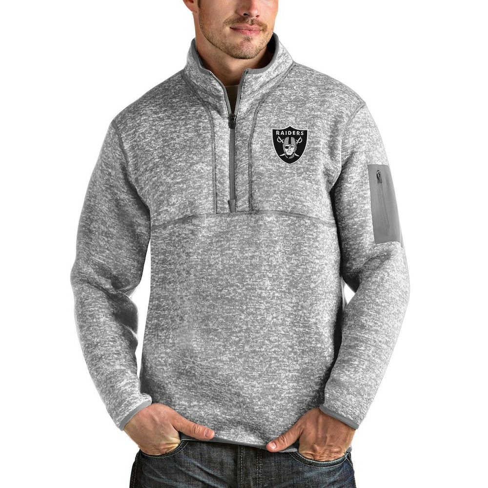 Antigua Team Logo Fortune Quarter-Zip Pullover Jacket - Las Vegas Raiders
