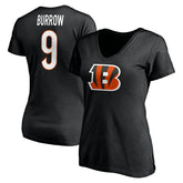 Joe Burrow Women's Player Icon Name & Number V-Neck T-Shirt - Cincinnati Bengals