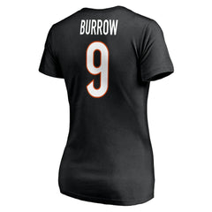 Joe Burrow Women's Player Icon Name & Number V-Neck T-Shirt - Cincinnati Bengals