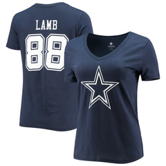 CeeDee Lamb Women's Player Icon Name & Number V-Neck T-Shirt - Dallas Cowboys