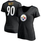 T.J. Watt Women's Player Icon Name & Number V-Neck T-Shirt - Pittsburgh Steelers