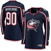 NHL Navy Elvis Merzlikins Columbus Blue Jackets Fanatics Women's Home Breakaway Jersey
