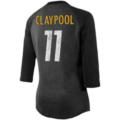 Chase Claypool Women's Team Player Name & Number Tri-Blend Raglan 3/4-Sleeve T-Shirt - Pittsburgh Steelers