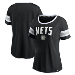 NBA Brooklyn Nets Women's Block Party Striped Sleeve T-Shirt