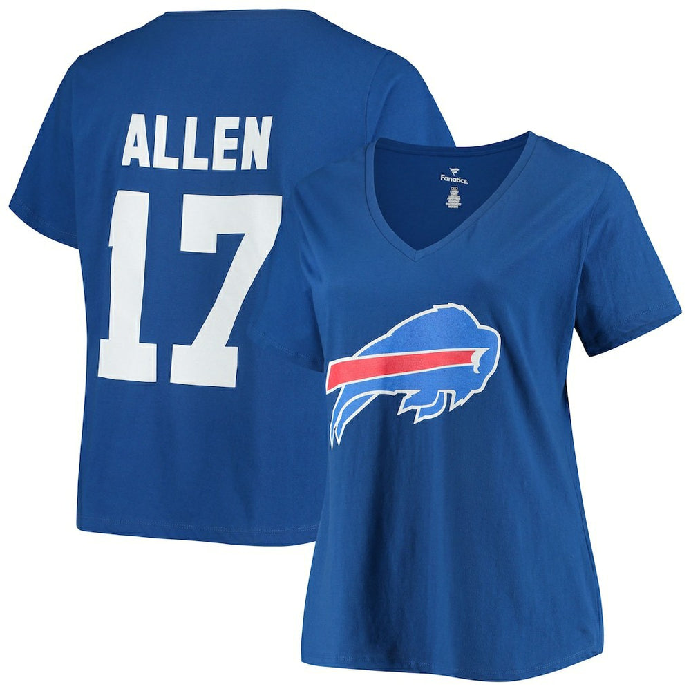 Josh Allen Women's Plus Size Name & Number V-Neck T-Shirt - Buffalo Bills