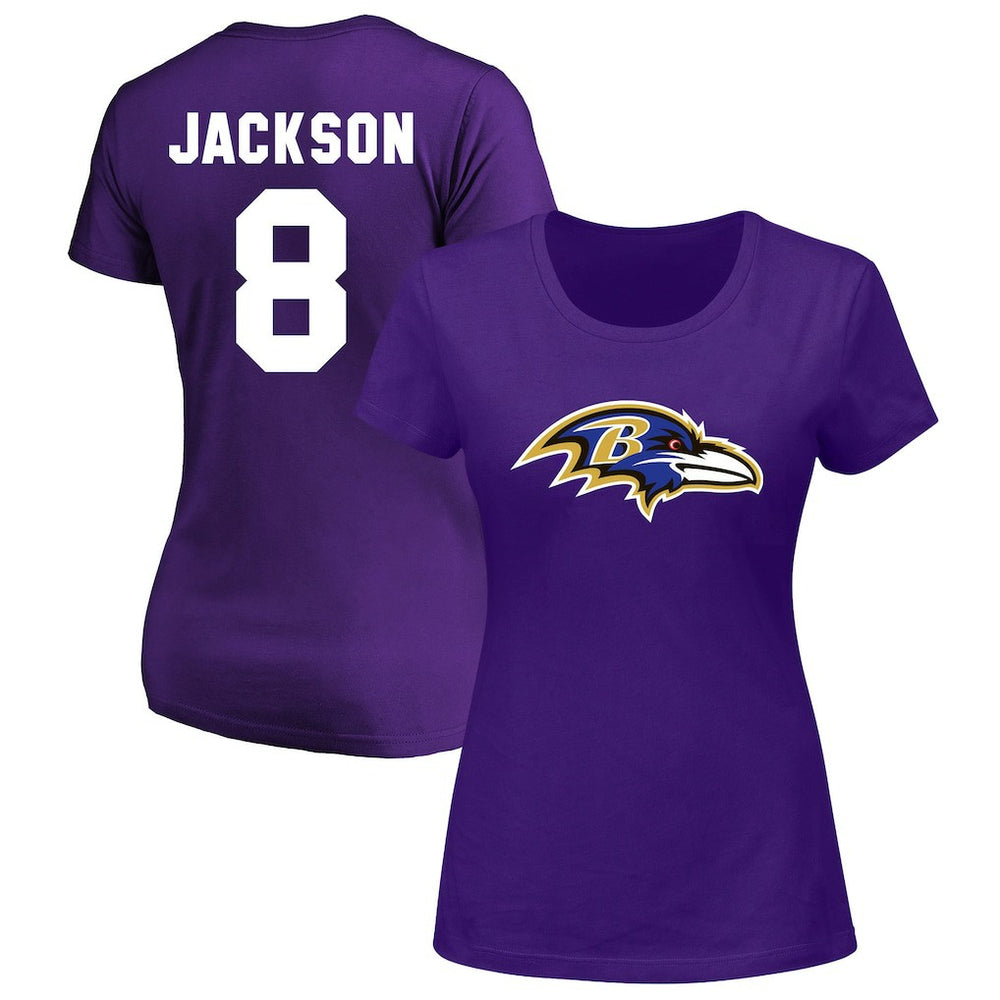 Lamar Jackson Women's Plus Size Name & Number V-Neck T-Shirt - Baltimore Ravens