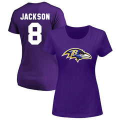 Lamar Jackson Women's Plus Size Name & Number V-Neck T-Shirt - Baltimore Ravens