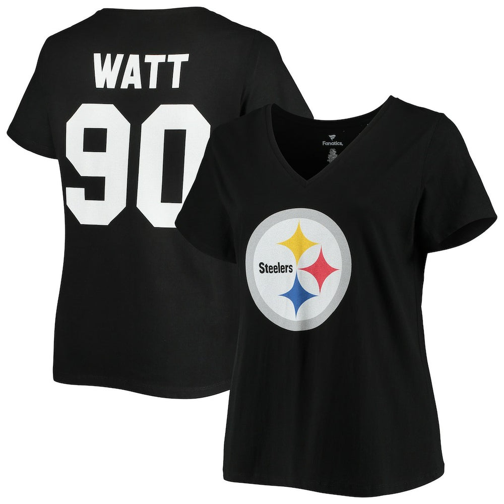 T.J. Watt Women's Plus Size Name & Number V-Neck T-Shirt - Pittsburgh Steelers
