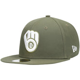 MLB Milwaukee Brewers New Era White Logo 59FIFTY Fitted Hat
