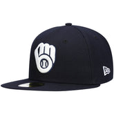 MLB Milwaukee Brewers New Era White Logo 59FIFTY Fitted Hat