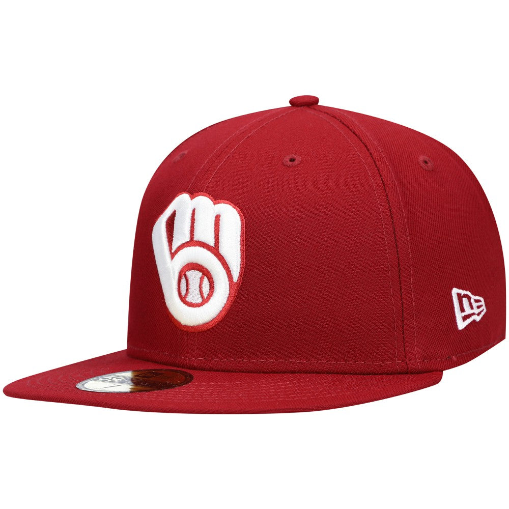 MLB Milwaukee Brewers New Era White Logo 59FIFTY Fitted Hat