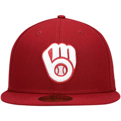 MLB Milwaukee Brewers New Era White Logo 59FIFTY Fitted Hat