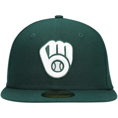 MLB Milwaukee Brewers New Era White Logo 59FIFTY Fitted Hat