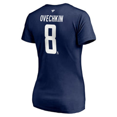 NHL Navy Alexander Ovechkin Washington Capitals Fanatics Women's Authentic Stack Name & Number V-Neck T-Shirt