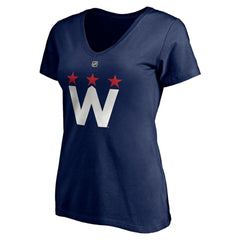 NHL Navy Tom Wilson Washington Capitals Fanatics Women's Authentic Stack Name & Number V-Neck T-Shirt