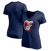 MLB Baltimore Orioles Women's Red White and Team V-Neck T-Shirt
