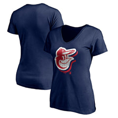 MLB Baltimore Orioles Women's Red White and Team V-Neck T-Shirt
