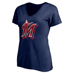 MLB Miami Marlins Women's Red White and Team V-Neck T-Shirt