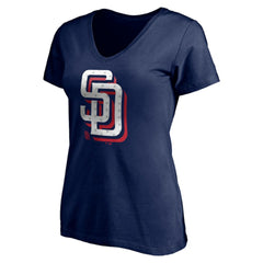 MLB San Diego Padres Women's Red White and Team V-Neck T-Shirt