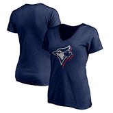 MLB Toronto Blue Jays Women's Red White and Team V-Neck T-Shirt