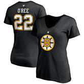 NHL Black Willie O'Ree Boston Bruins Fanatics Women's Authentic Stack Retired Player Name & Number V-Neck T-Shirt