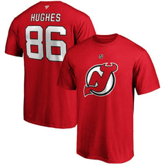 NHL Red Jack Hughes New Jersey Devils Fanatics Big & Tall Name & Number T-Shirt