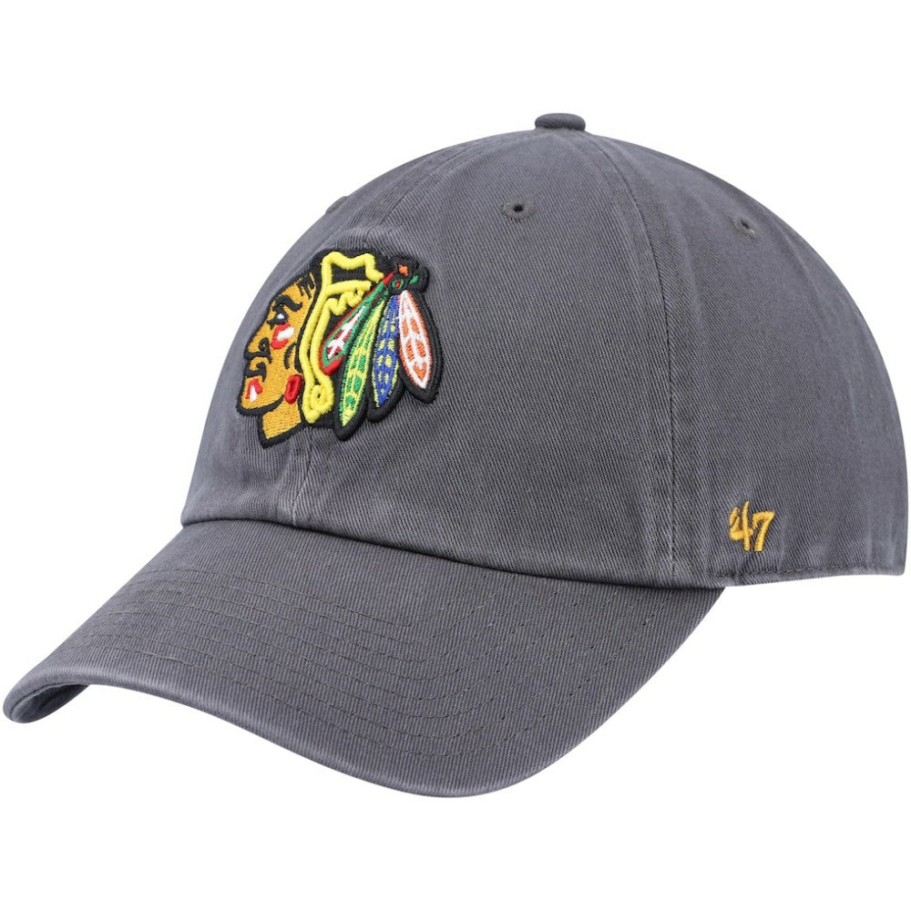NHL Charcoal Chicago Blackhawks '47 Clean Up Adjustable Hat