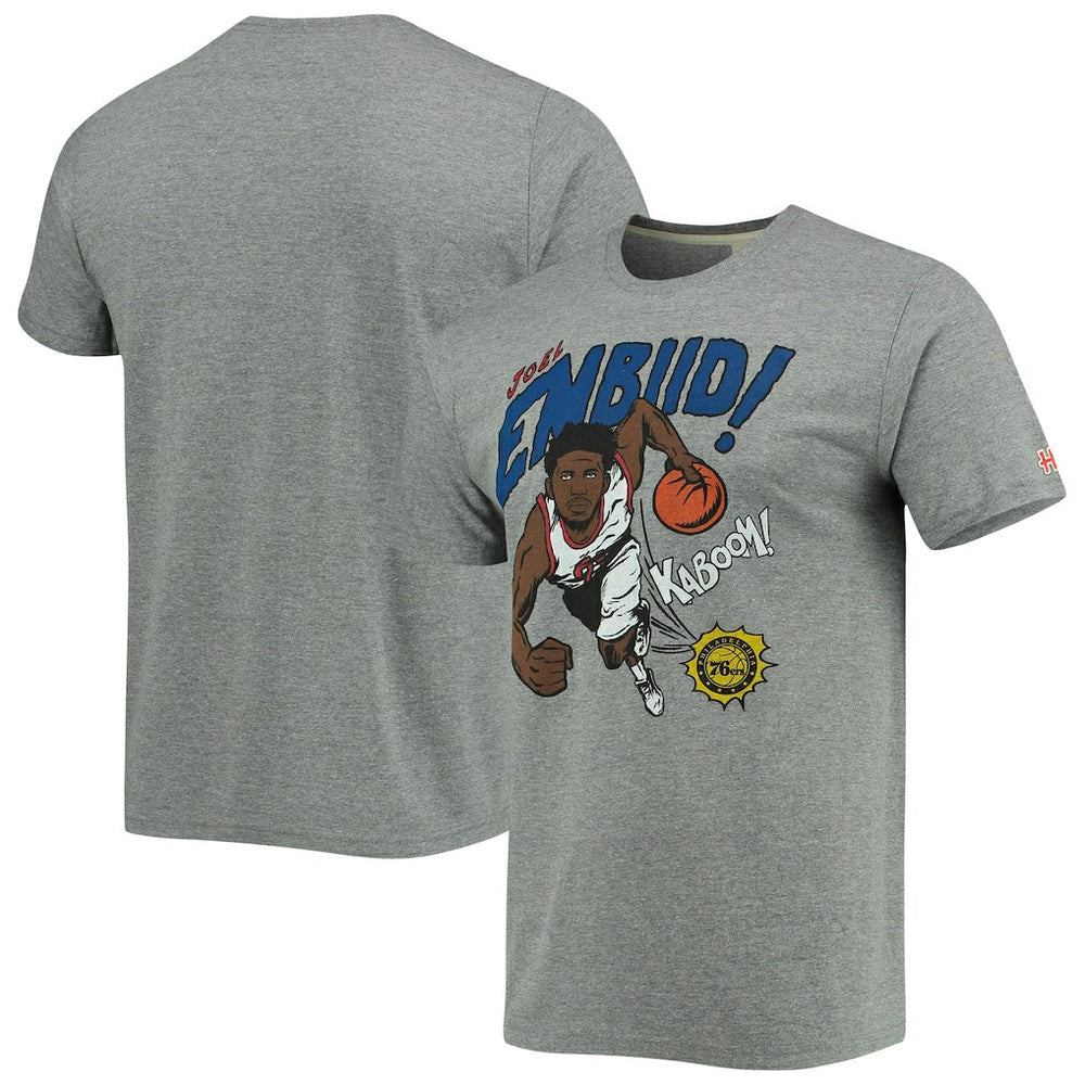 NBA Joel Embiid Philadelphia 76ers Homage Comic Book Player Tri-Blend T-Shirt
