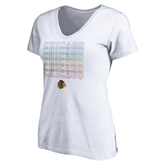 NHL White Chicago Blackhawks Women's City Pride V-Neck T-Shirt
