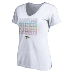 NHL White Nashville Predators Women's City Pride V-Neck T-Shirt