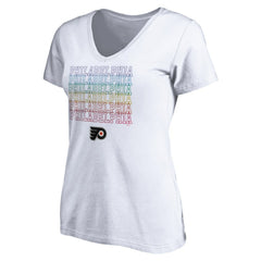 NHL White Philadelphia Flyers Women's City Pride V-Neck T-Shirt