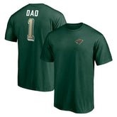 NHL Green Minnesota Wild Number One Dad Logo T-Shirt