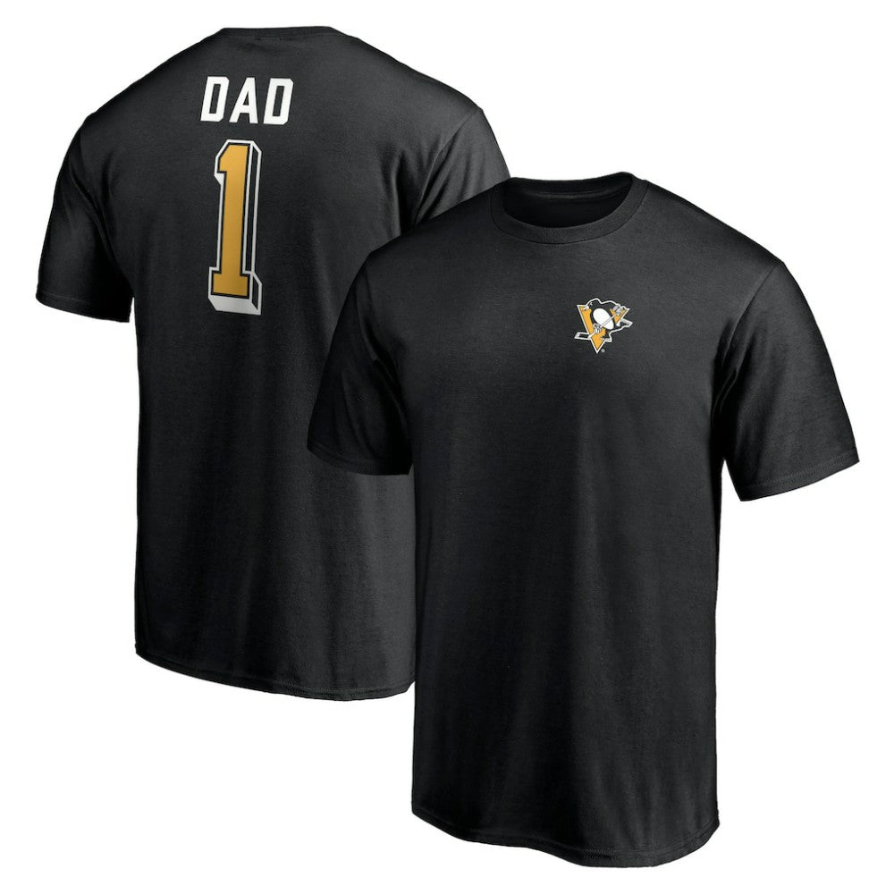 NHL Black Pittsburgh Penguins Number One Dad Logo T-Shirt