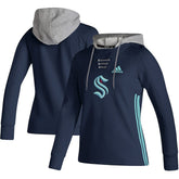 NHL Deep Sea Blue Seattle Kraken adidas Women's Skate Lace AEROREADY Pullover Hoodie