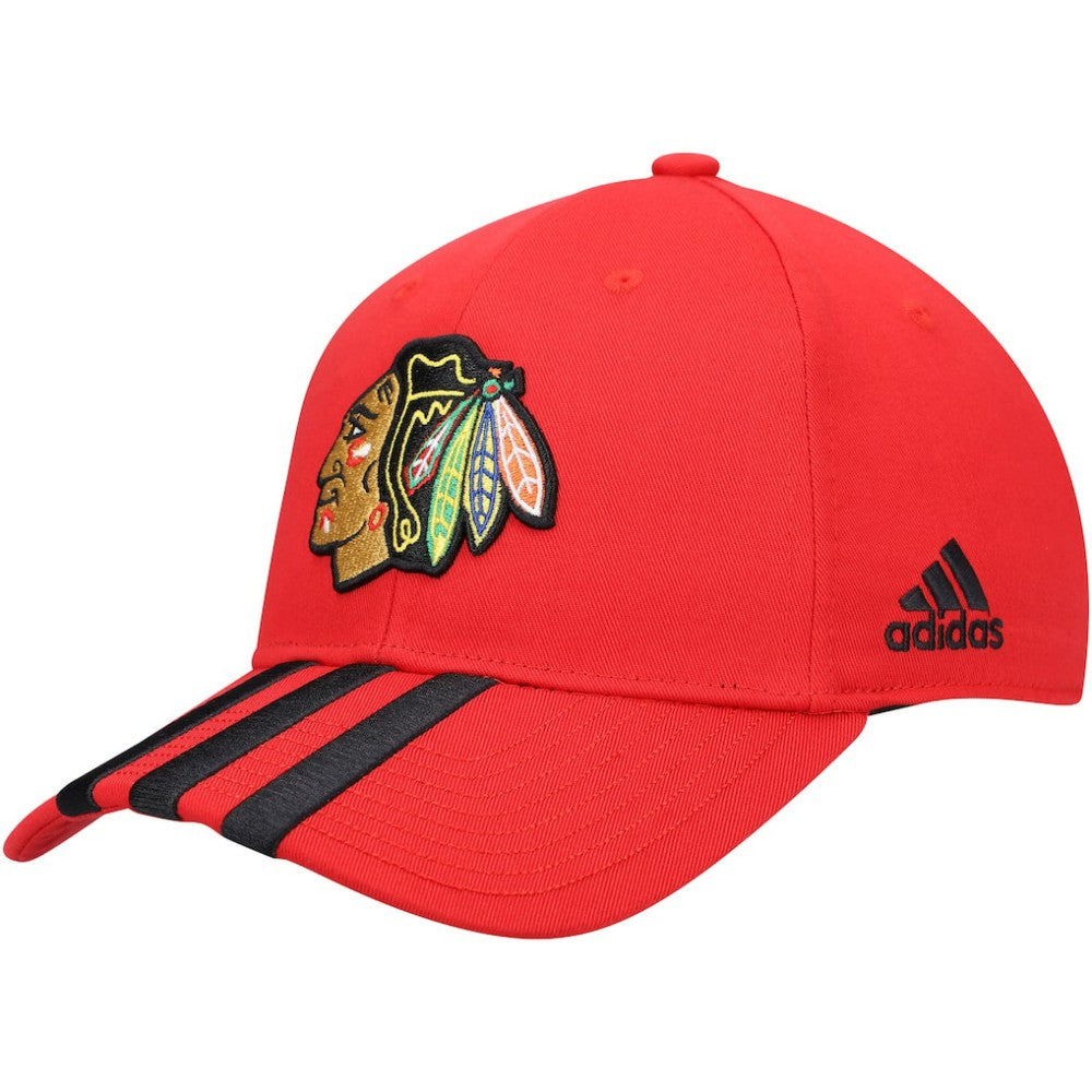 NHL Red Chicago Blackhawks adidas Locker Room Three Stripe Adjustable Hat
