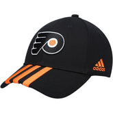 NHL Black Philadelphia Flyers adidas Locker Room Three Stripe Adjustable Hat