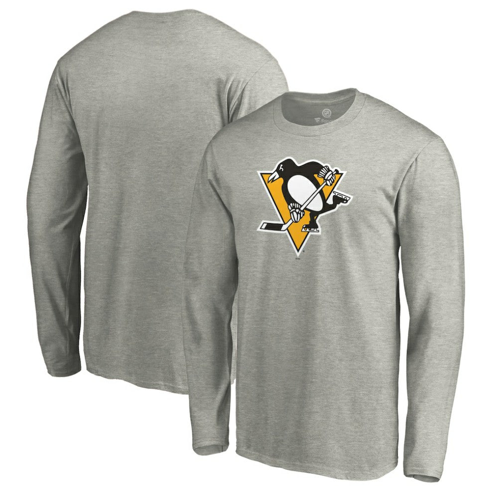 NHL Heather Gray Pittsburgh Penguins Primary Logo Long Sleeve T-Shirt