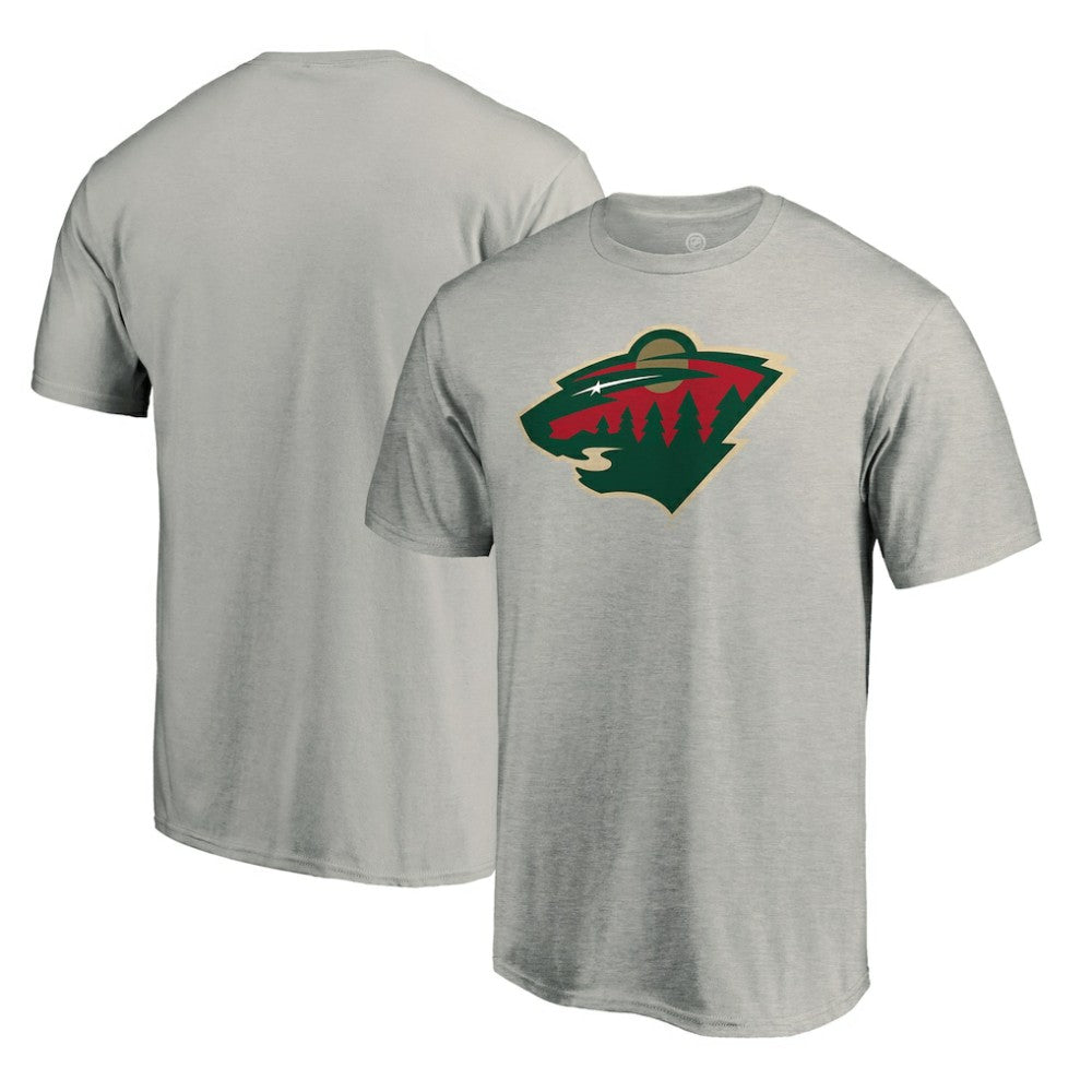 NHL Heather Gray Minnesota Wild Primary Logo T-Shirt