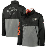 NHL Black/Gray Philadelphia Flyers Tommy Hilfiger Anorak Quarter-Zip Hoodie Jacket