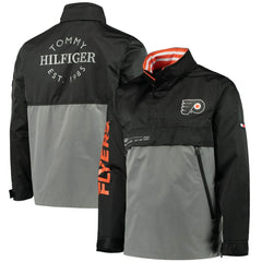 NHL Black/Gray Philadelphia Flyers Tommy Hilfiger Anorak Quarter-Zip Hoodie Jacket