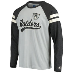 Starter Throwback League Raglan Long Sleeve Tri-Blend T-Shirt - Las Vegas Raiders
