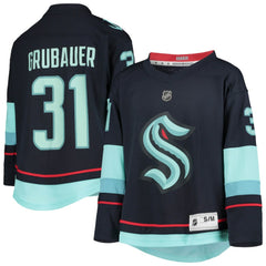 NHL Deep Sea Blue Philipp Grubauer Seattle Kraken Youth Home Replica Player Jersey