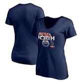 NHL Navy Edmonton Oilers Women's Battle of the North V-Neck T-Shirt