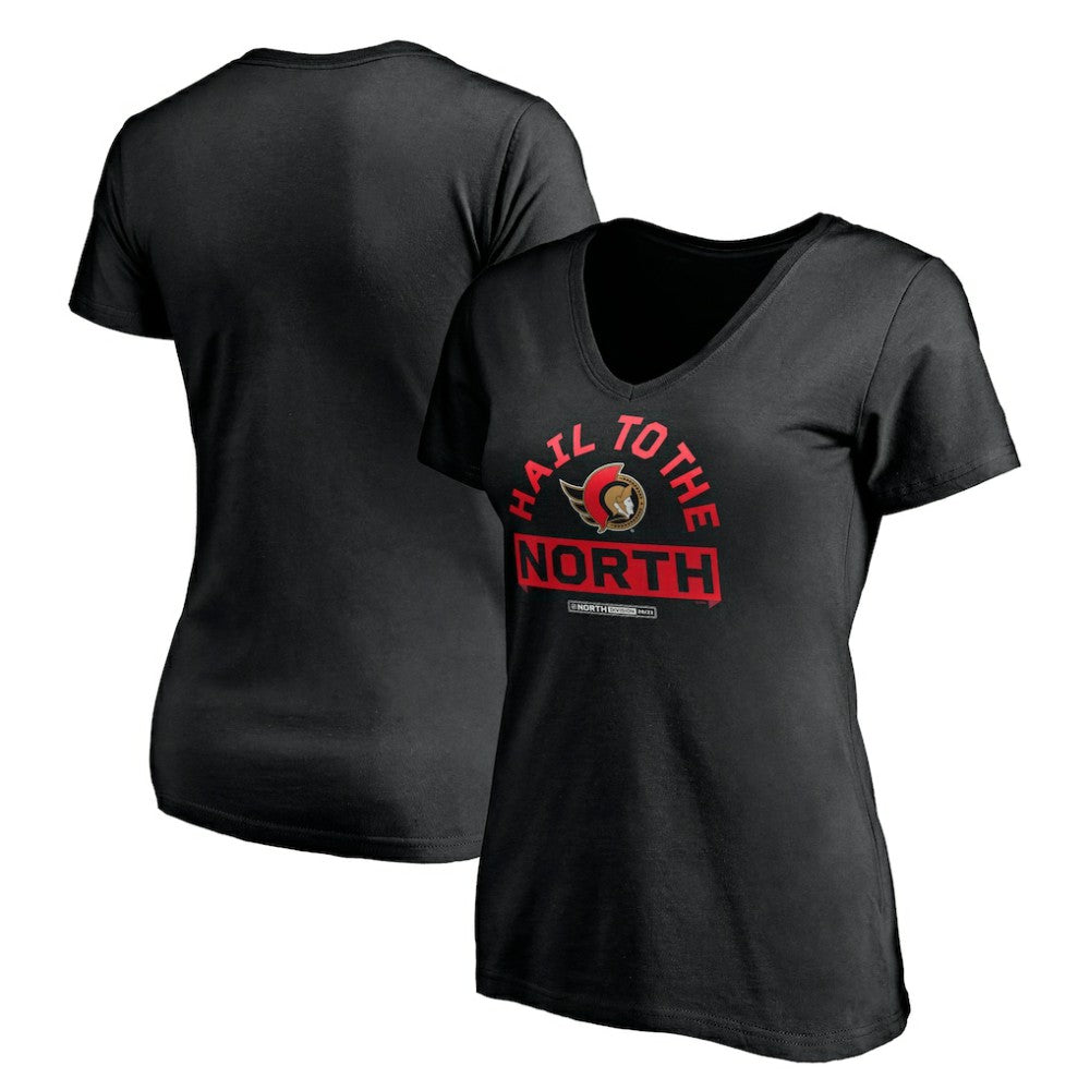 NHL Black Ottawa Senators Women's Hail to the North V-Neck T-Shirt