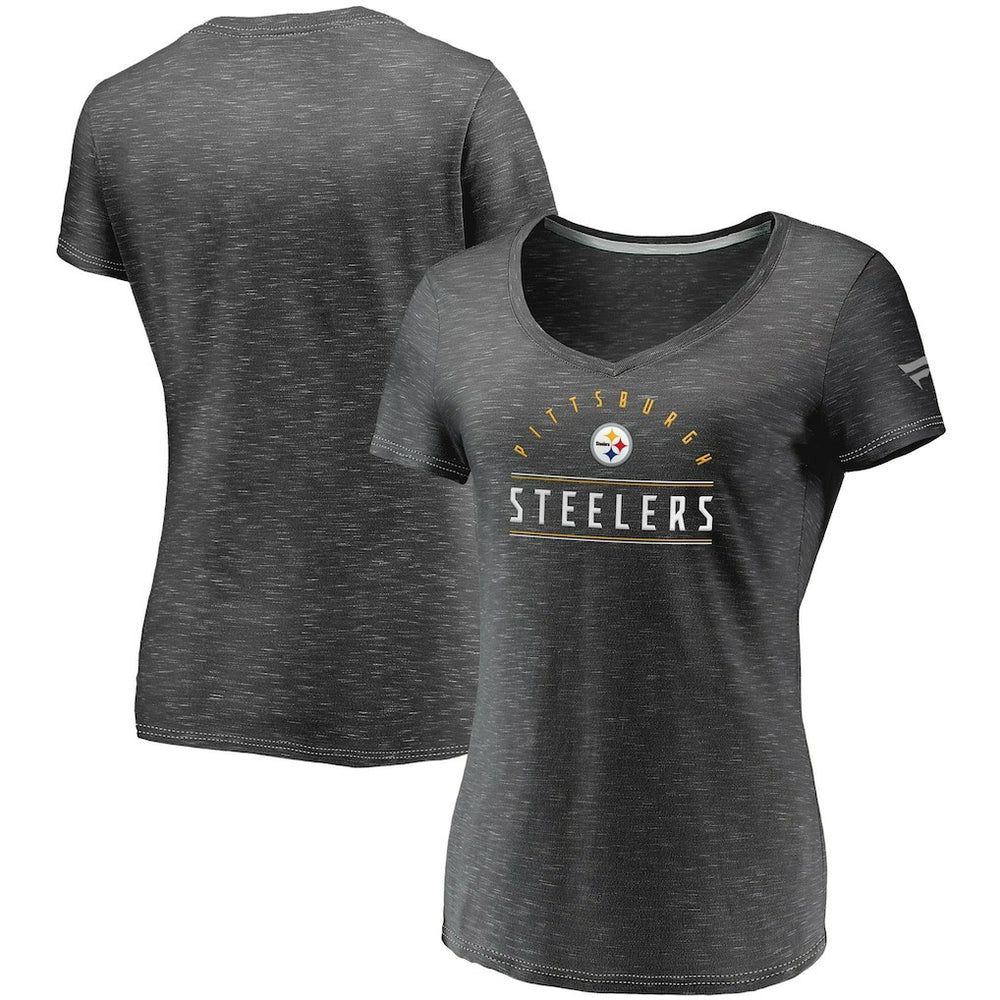 Women's League Leader Space Dye V-Neck T-Shirt - Pittsburgh Steelers