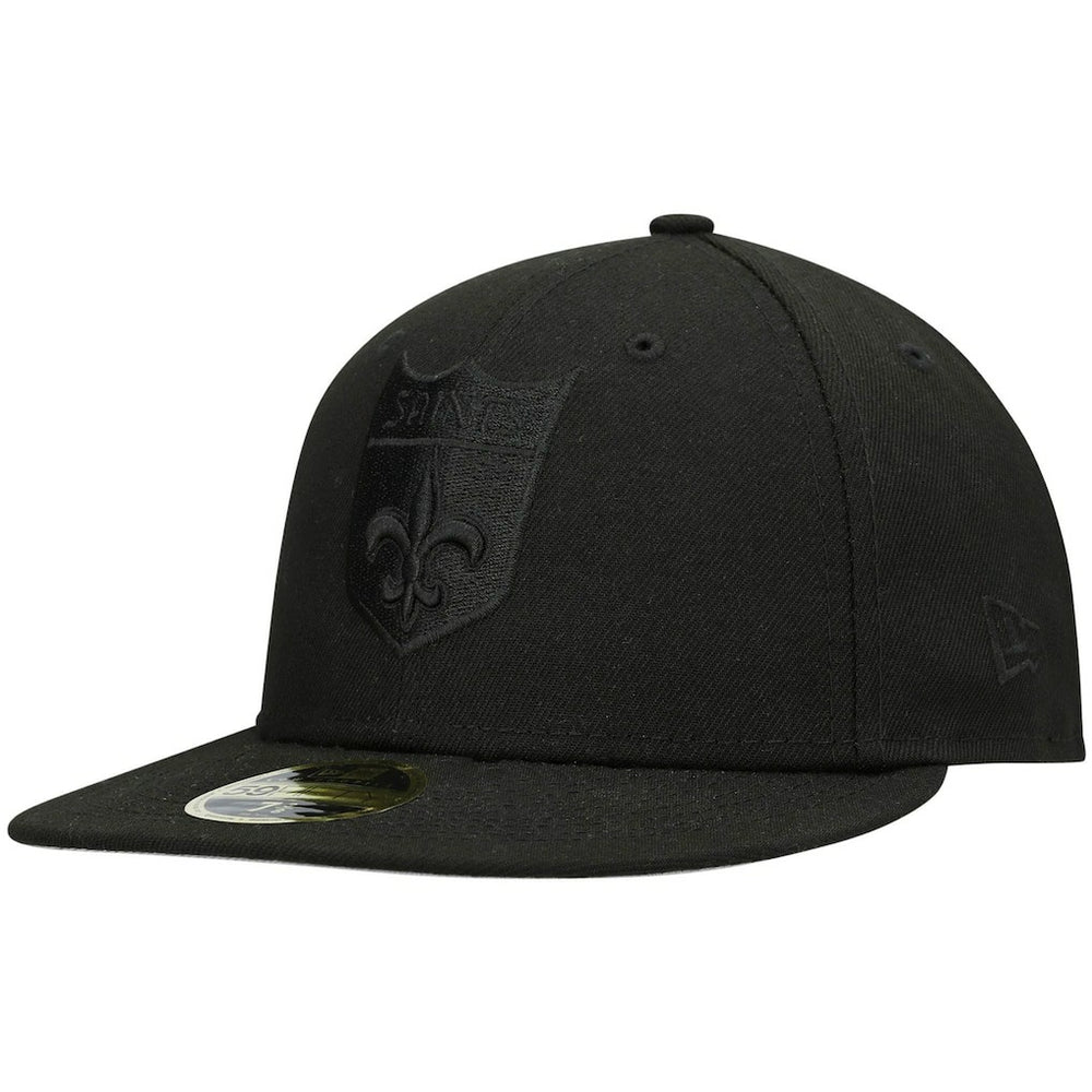 Historic Logo Black on Black Low Profile 59FIFTY II Fitted Hat - New Orleans Saints