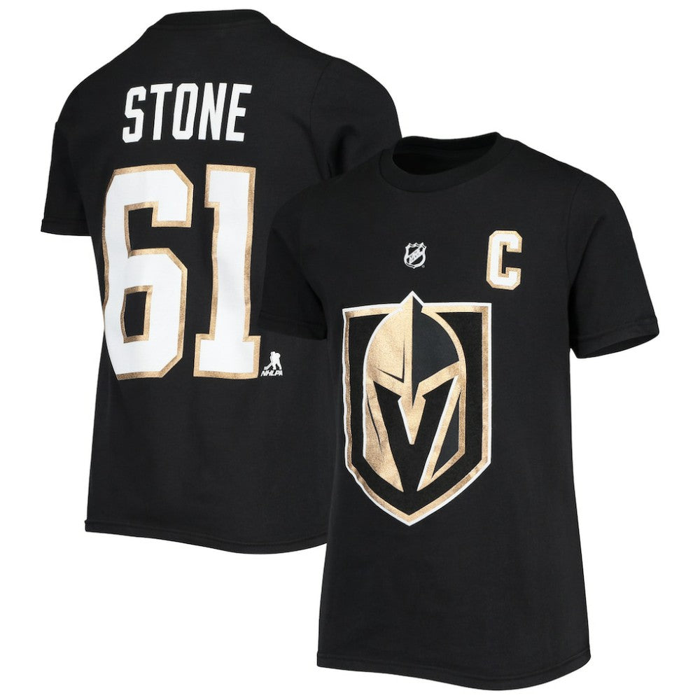 NHL Black Mark Stone Vegas Golden Knights Youth Player Name & Number T-Shirt